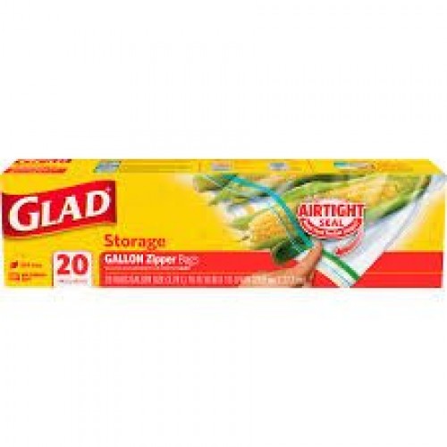 GLAD FOOD STORAGE ZIPPER GALLON 12/20'S