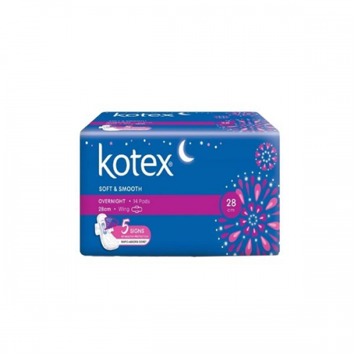 KOTEX S&S OVERNIGHT TOTAL PROTECT 28CM WINGS 14'S
