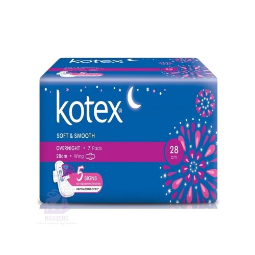 KOTEX S&S OVERNIGHT 28CM WINGS 7'S
