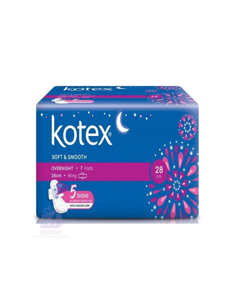 KOTEX S&S OVERNIGHT 28CM WINGS 7'S