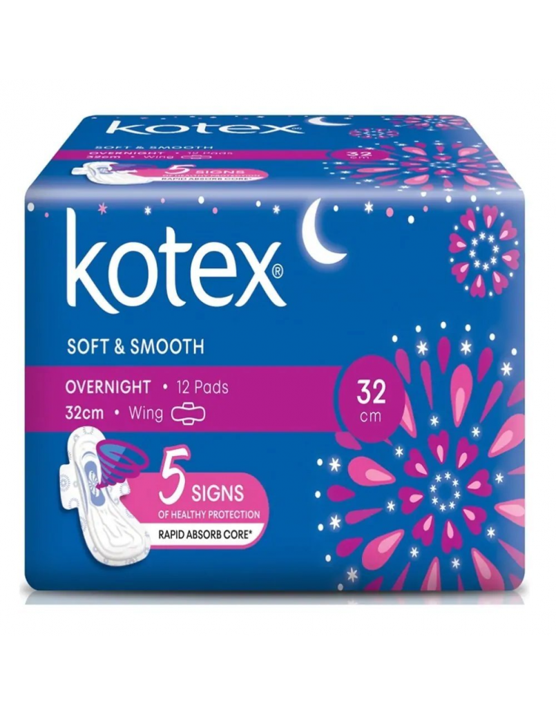 KOTEX S&S OVERNIGHT 32CM WINGS 12'S