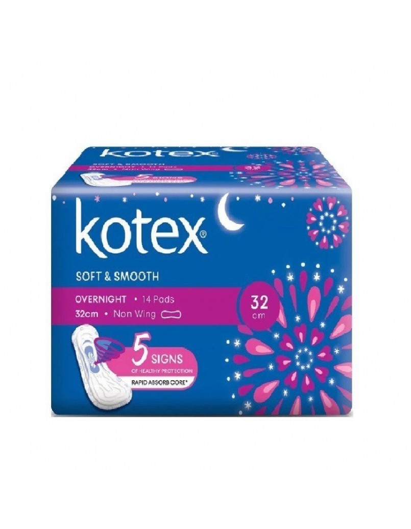 KOTEX S&S OVERNIGHT 32CM N/WINGS 14'S