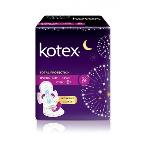 KOTEX S&S OVERNIGHT TOTAL PROTECT 32CM WINGS 6'S