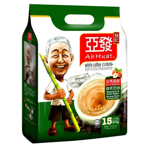 AH HUAT WHITE COFFEE (HAZELNUT& CANE) 15 X38G