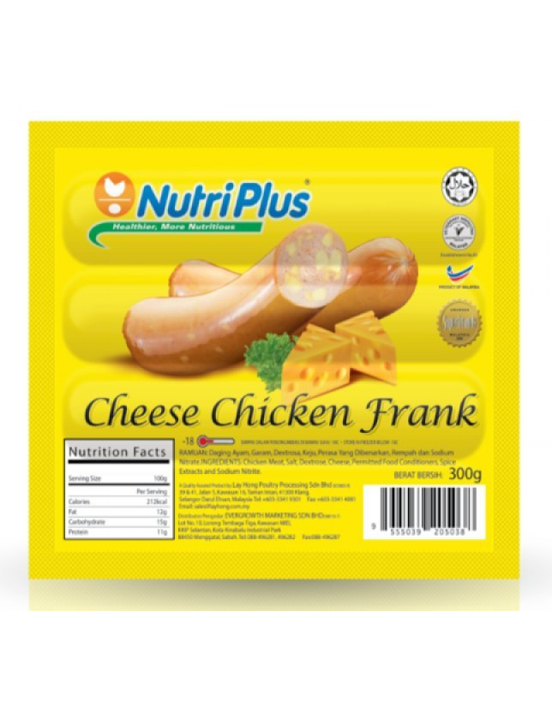 NUTRIPLUS CHICKEN FRANKFURTER CHEESE 300G