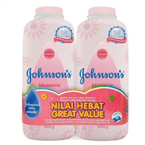 JOHNSON'S BABY BLOSSOMS POWDER 2 X500G FOC BABY BATH 50ML