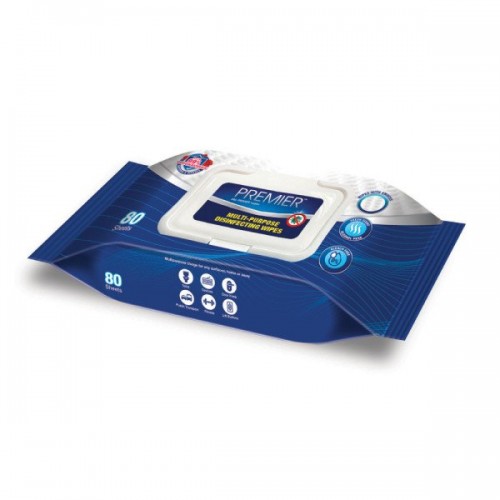 WPM01 PREMIER MULTI-PURPOSE DISINFECTING WIPES 80'S