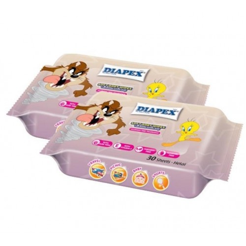 WD04 DIAPEX SOFT BABY WIPES 2 X30'S