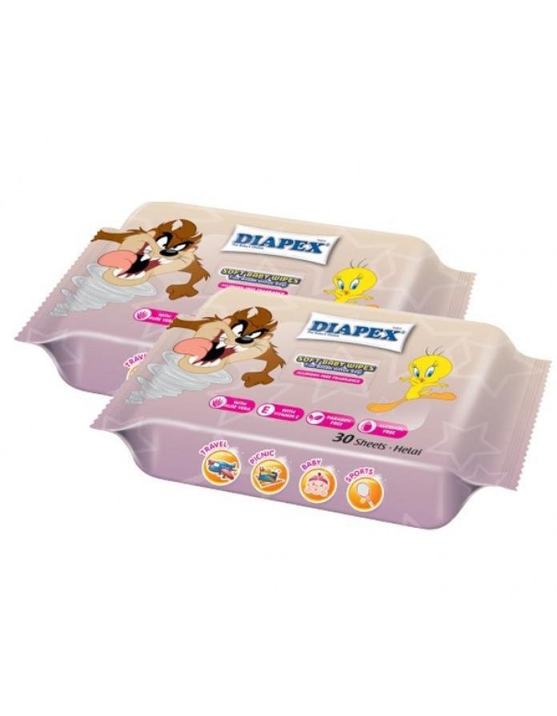 WD04 DIAPEX SOFT BABY WIPES 2 X30'S