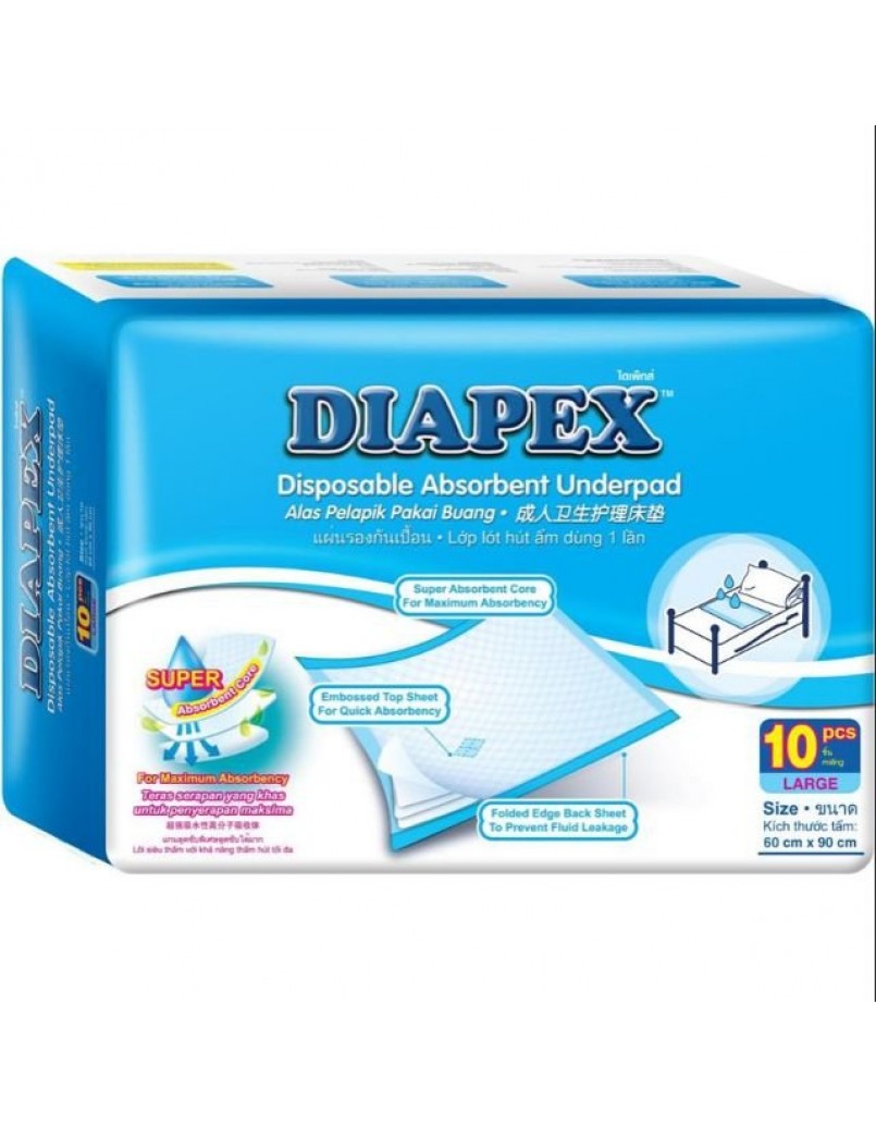 DIAPEX DISPOSABLE ABSORBENT UNDERPAD L10'S