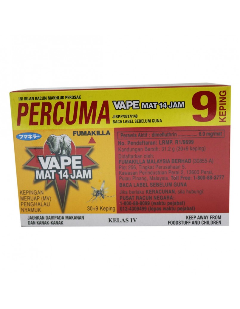 FUMAKILLA VAPE MAT 14JAM 30+9'S