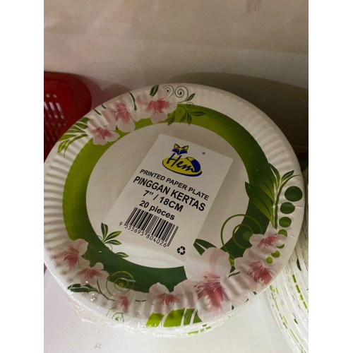 PAPER PLATED 7''/18CM FLOWER DESIGN  18'S
