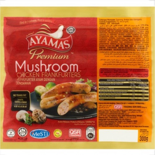 AYAMAS CHICKEN FRANKFURTER MUSHROOM 300G