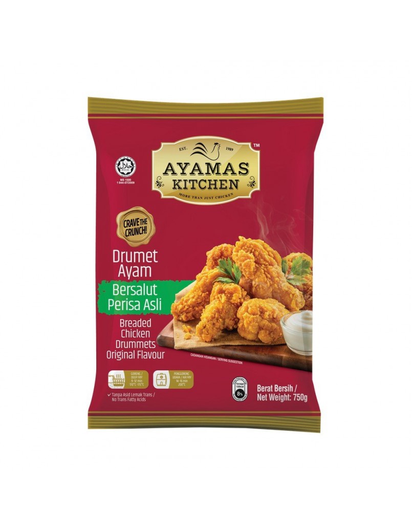 AYAMAS KITCHEN BREADED DRUMMET ORI 750G