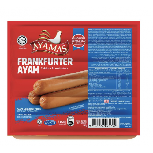 AYAMAS CHICKEN FRANKFURTER ORG 340G