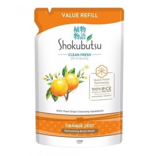 SHOKUBUTSU SHOWER ORANGE 800ML REFILL PACK