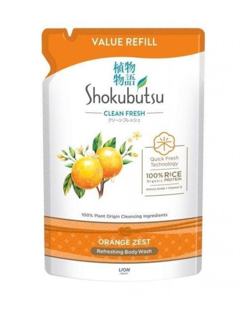 SHOKUBUTSU SHOWER ORANGE 800ML REFILL PACK